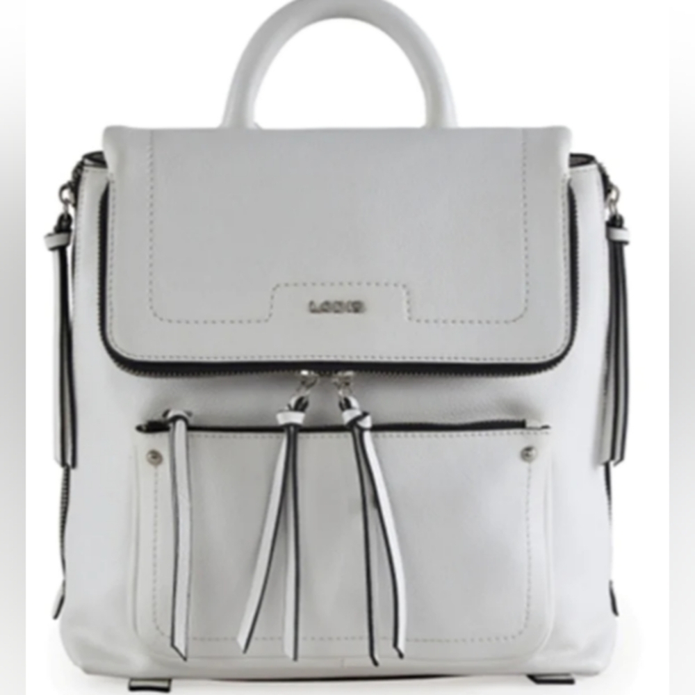 Lodis Stellene Texas Leather Backpack in Gray Fringe Details & Silver Hardware